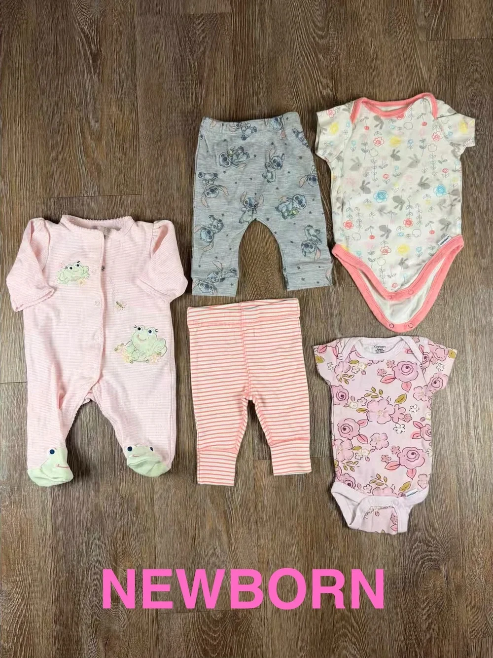 Baby Girl Newborn-3 Month Clothing Lot 13 Pieces Rompers Bodysuits Pants | NB-3M